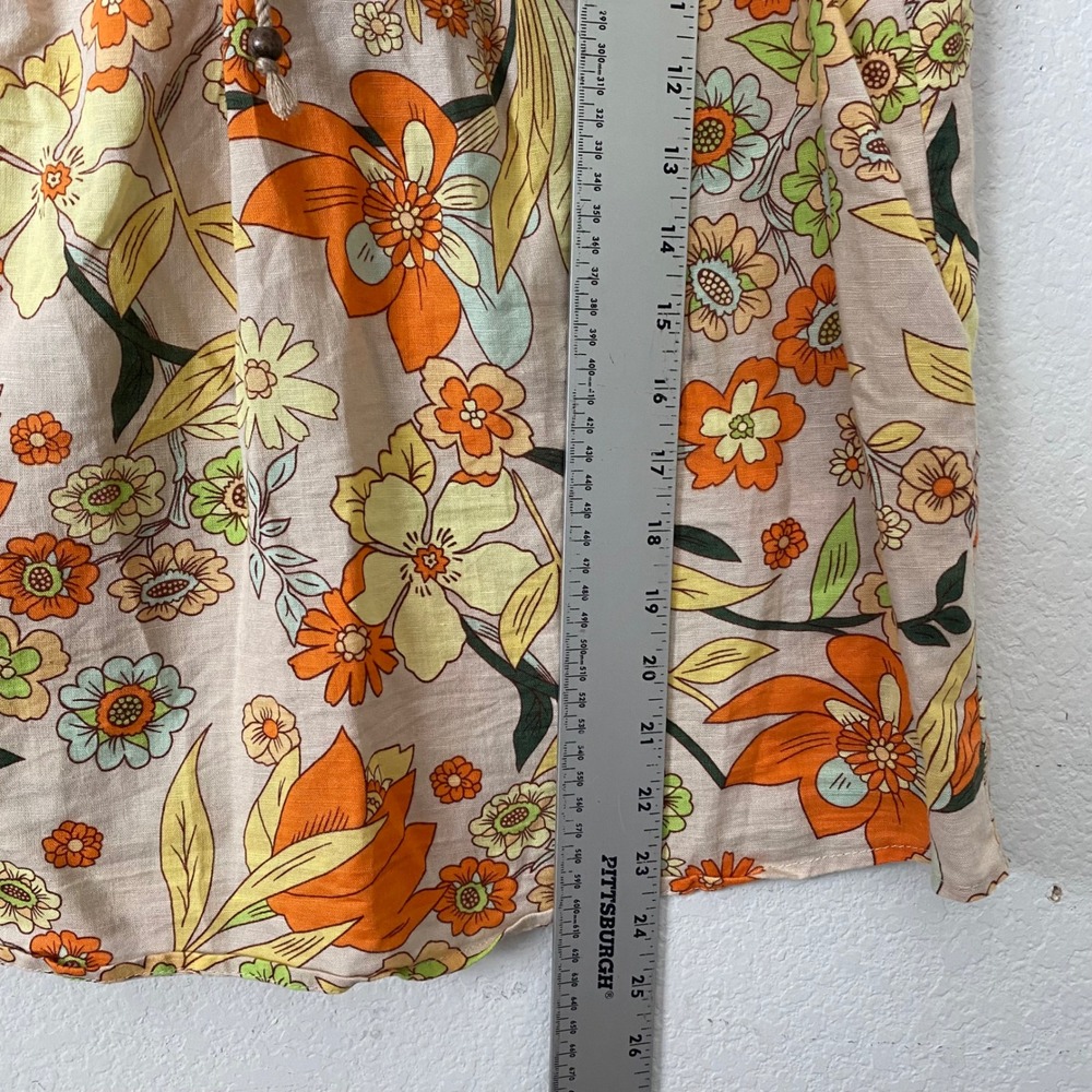 Hester & Orchard Linen Blend Floral Blouse Boho‎ Cottagecore Top Size L Resort - Picture 7 of 10